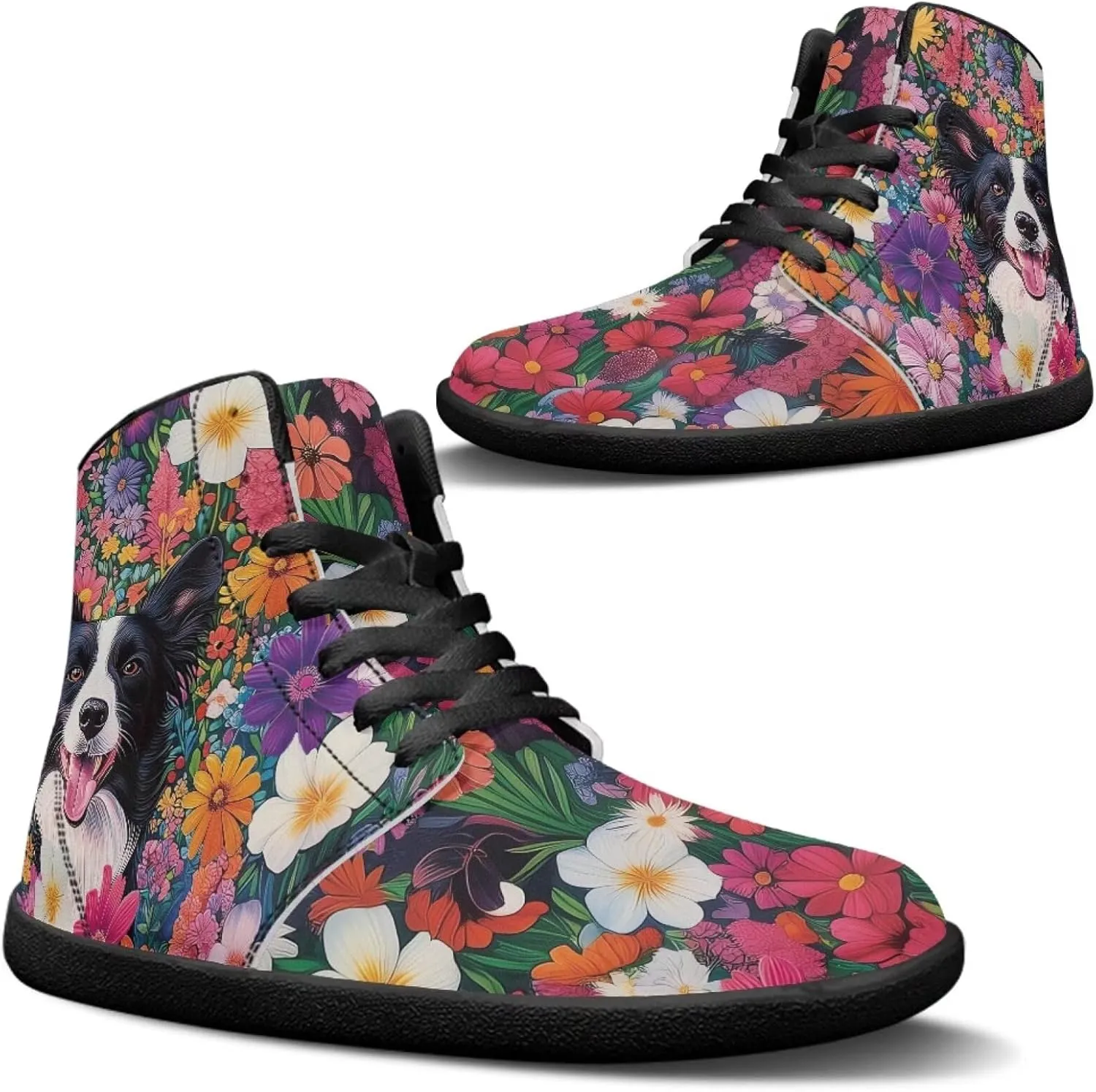 Binienty Barefoot Shoes Men Wide Toe Box High Top PU Minimalist Zero Drop Sneakers Outdoor Footwear