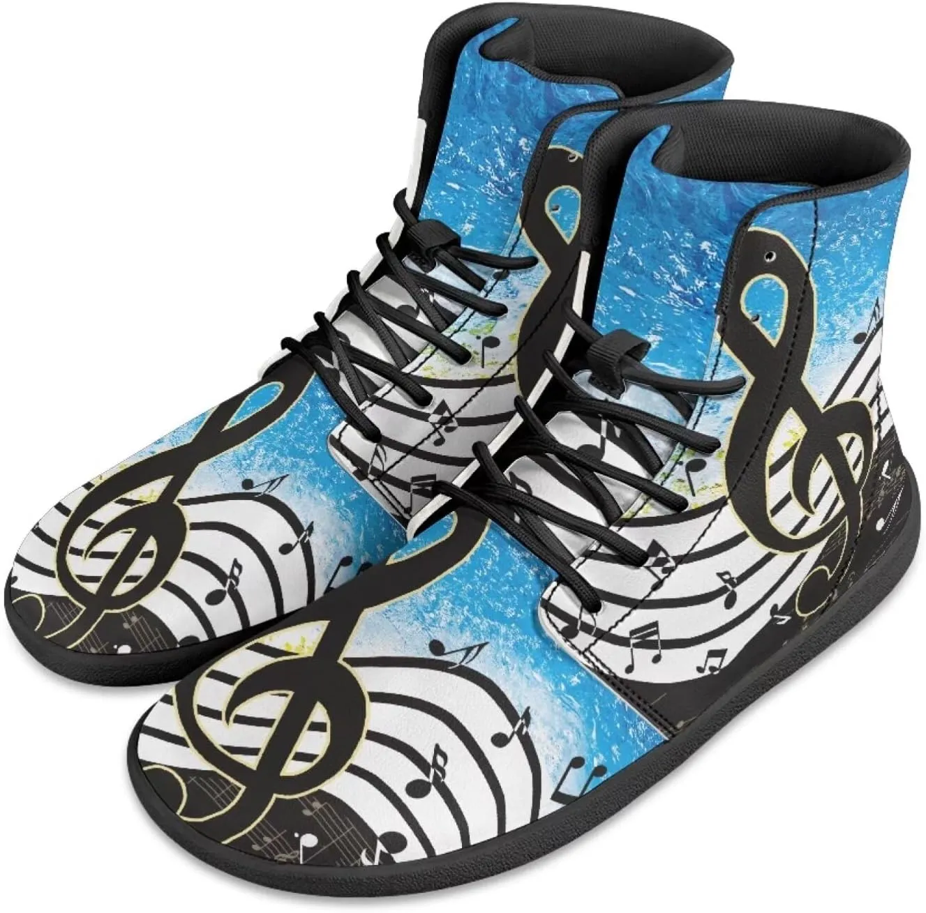 Binienty PU Leather Lace up Flat Shoes Men Women High Top Barefoot Sneakers Zero Drop Non Slip Daily Footwear