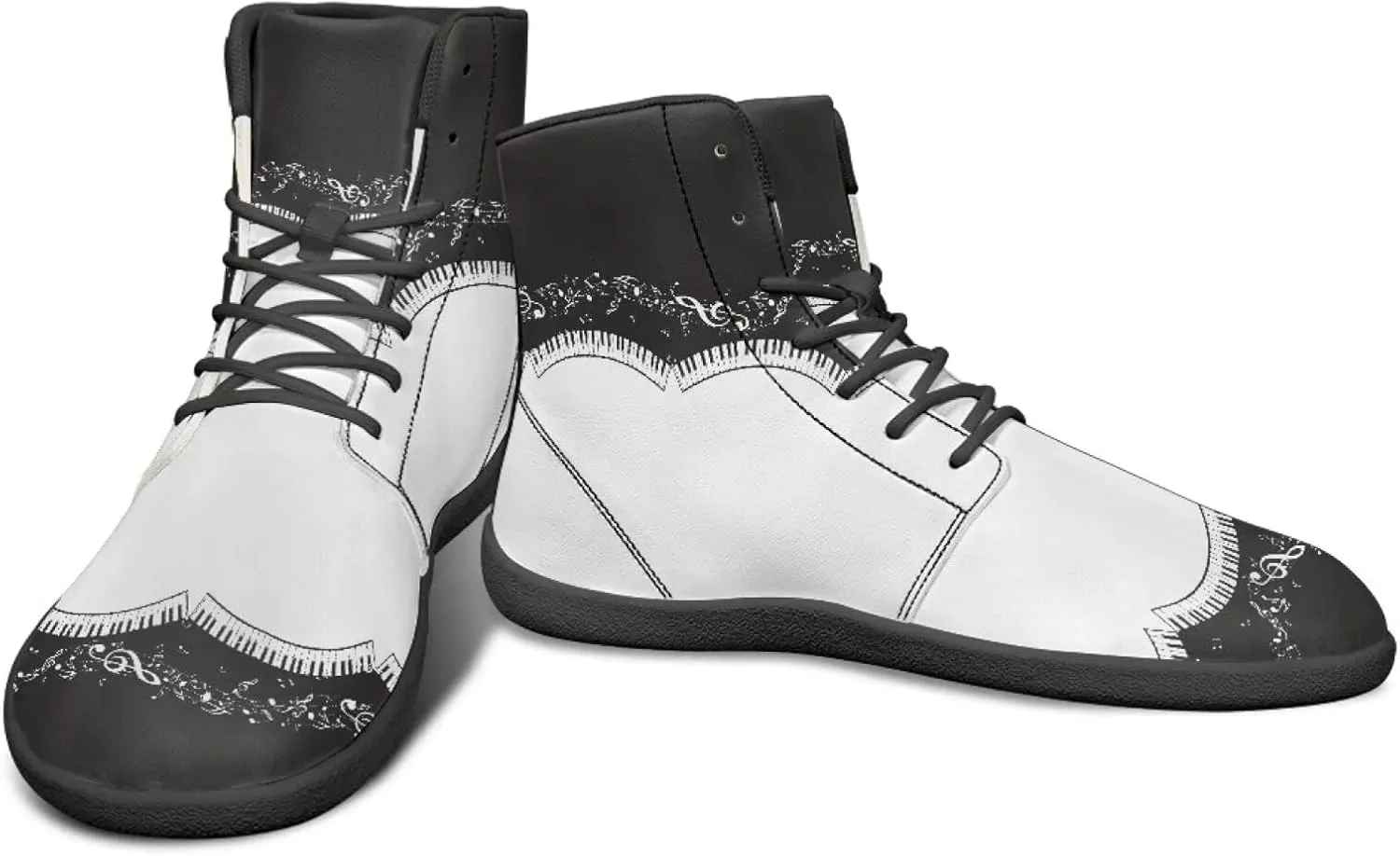 Binienty PU Leather Lace up Flat Shoes Men Women High Top Barefoot Sneakers Zero Drop Non Slip Daily Footwear