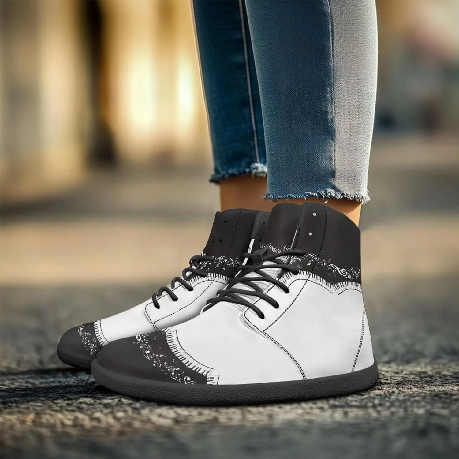 Binienty PU Leather Lace up Flat Shoes Men Women High Top Barefoot Sneakers Zero Drop Non Slip Daily Footwear