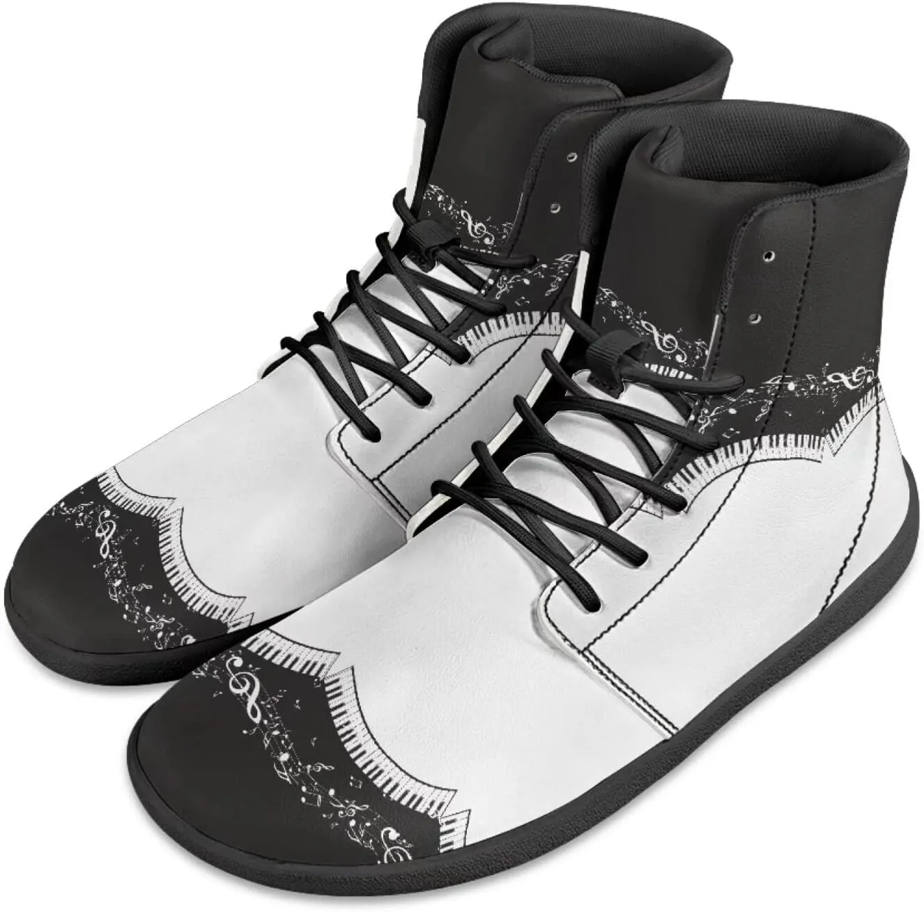 Binienty PU Leather Lace up Flat Shoes Men Women High Top Barefoot Sneakers Zero Drop Non Slip Daily Footwear