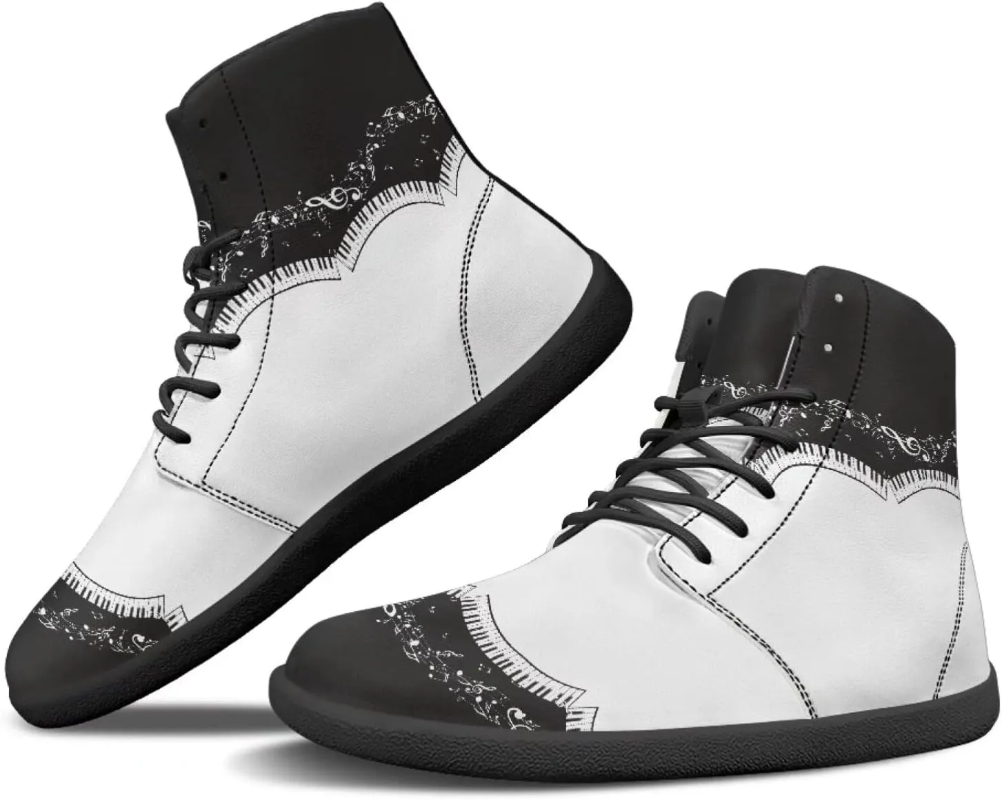 Binienty PU Leather Lace up Flat Shoes Men Women High Top Barefoot Sneakers Zero Drop Non Slip Daily Footwear