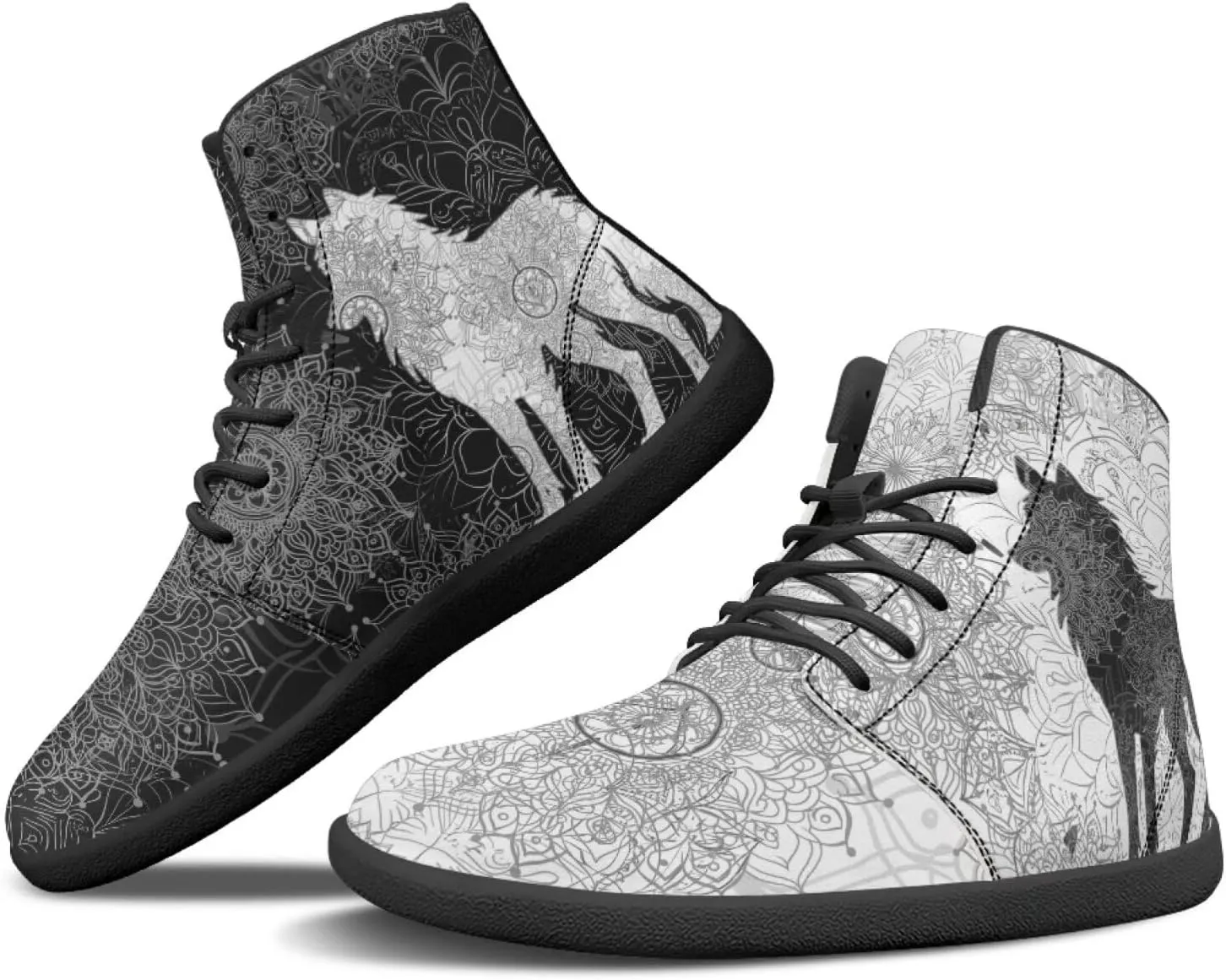 Binienty Wide Box Barefoot Shoes Men Women Wolf High Top Minimalist Ankle Boots Anti Skid Zero Drop Sole