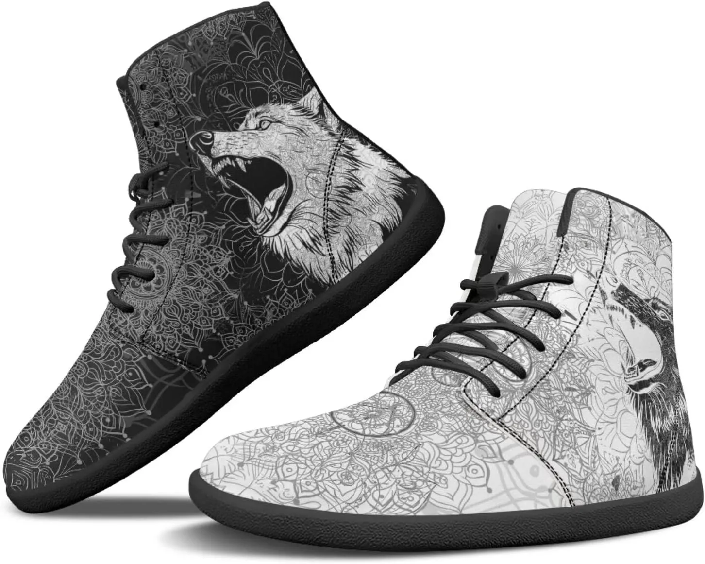 Binienty Wide Box Barefoot Shoes Men Women Wolf High Top Minimalist Ankle Boots Anti Skid Zero Drop Sole