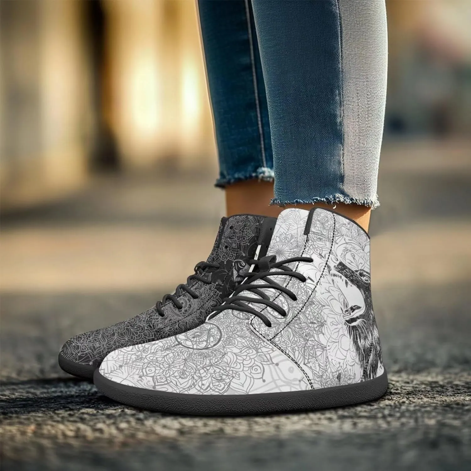Binienty Wide Box Barefoot Shoes Men Women Wolf High Top Minimalist Ankle Boots Anti Skid Zero Drop Sole