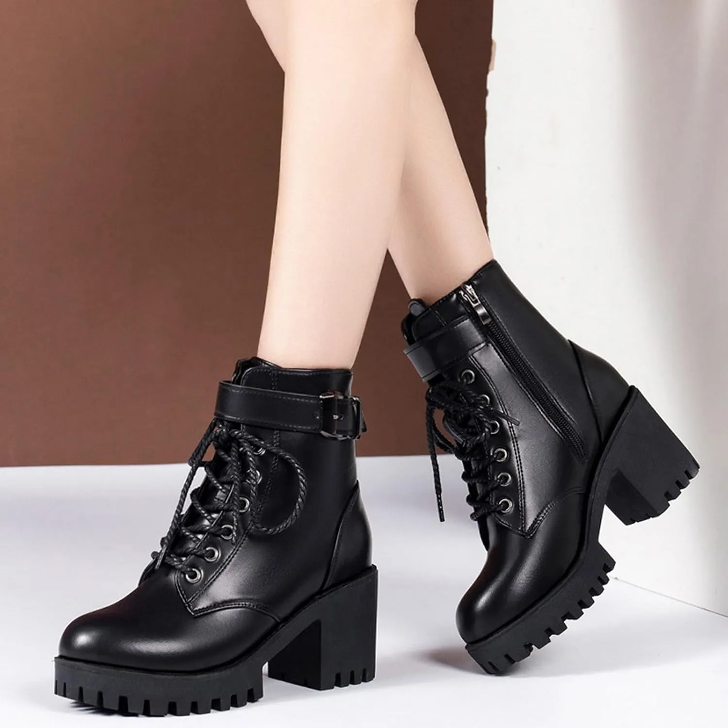 Black Booties Black Work Boots Women Denim Cowboy Boots Chelsea Rain Boots Royal Blue Ankle Boots for Women Sexy High Heel Peep toe Booties Womens Ankle Booties Lace Up