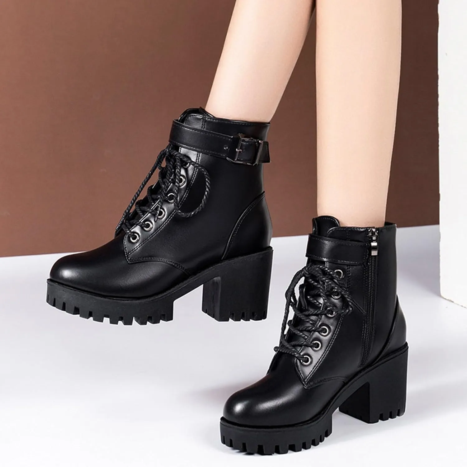 Black Booties Black Work Boots Women Denim Cowboy Boots Chelsea Rain Boots Royal Blue Ankle Boots for Women Sexy High Heel Peep toe Booties Womens Ankle Booties Lace Up