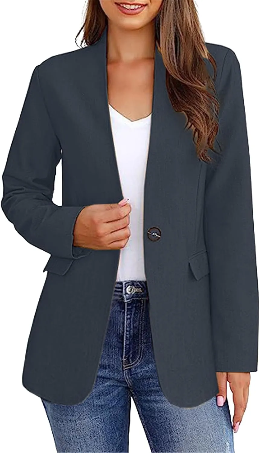 Blazer Jackets for Women Business Casual Long Sleeve Lapel Open Front Work Blazers Dressy Solid Office Suit Jackets