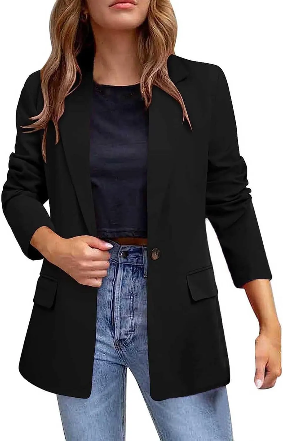 Blazers for Women Business Casual Button Work Office Jackets Blazer Open Front Long Sleeve Lapel Jacket Outfit