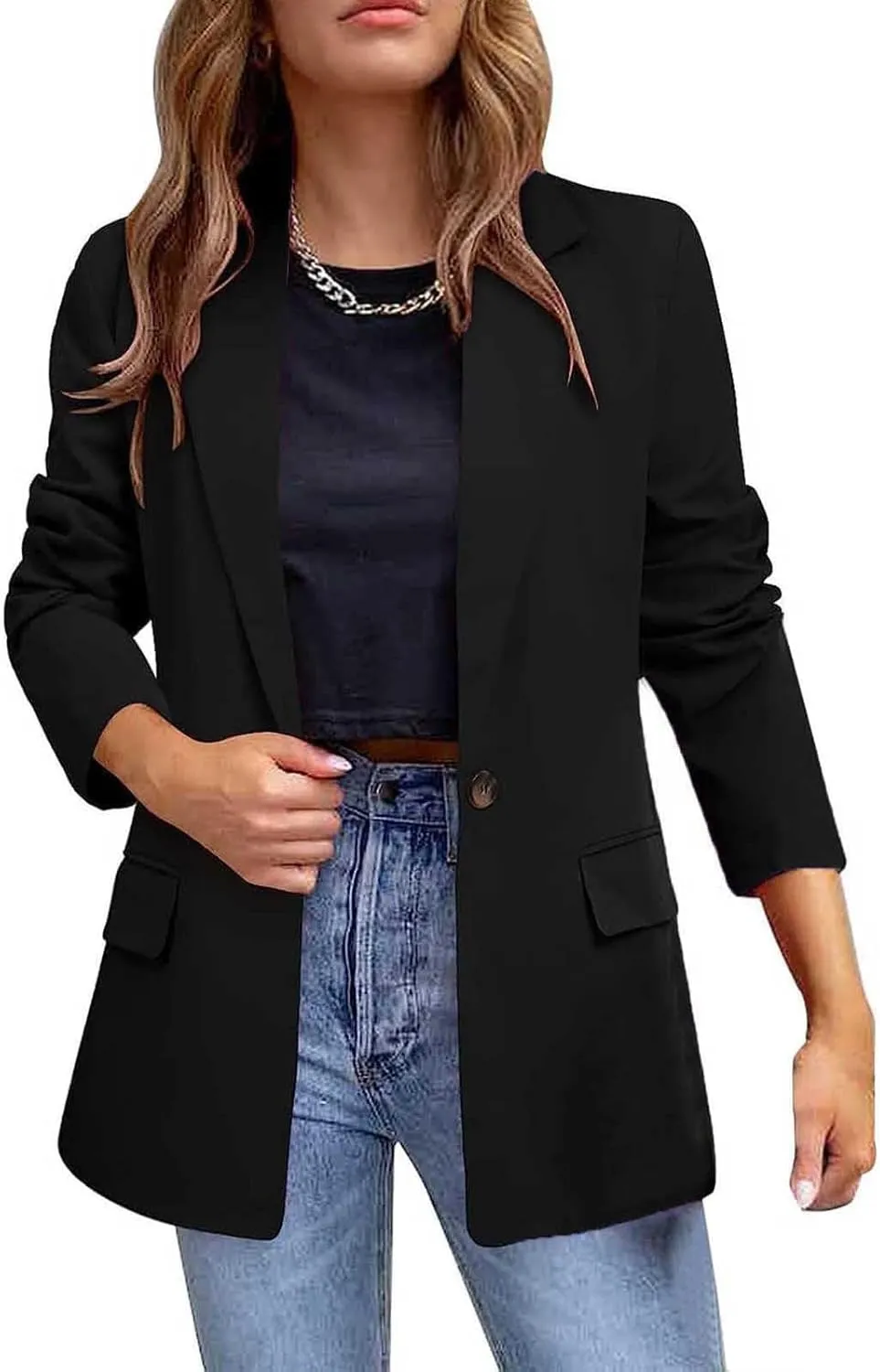 Blazers for Women Business Casual Button Work Office Jackets Blazer Open Front Long Sleeve Lapel Jacket Outfit