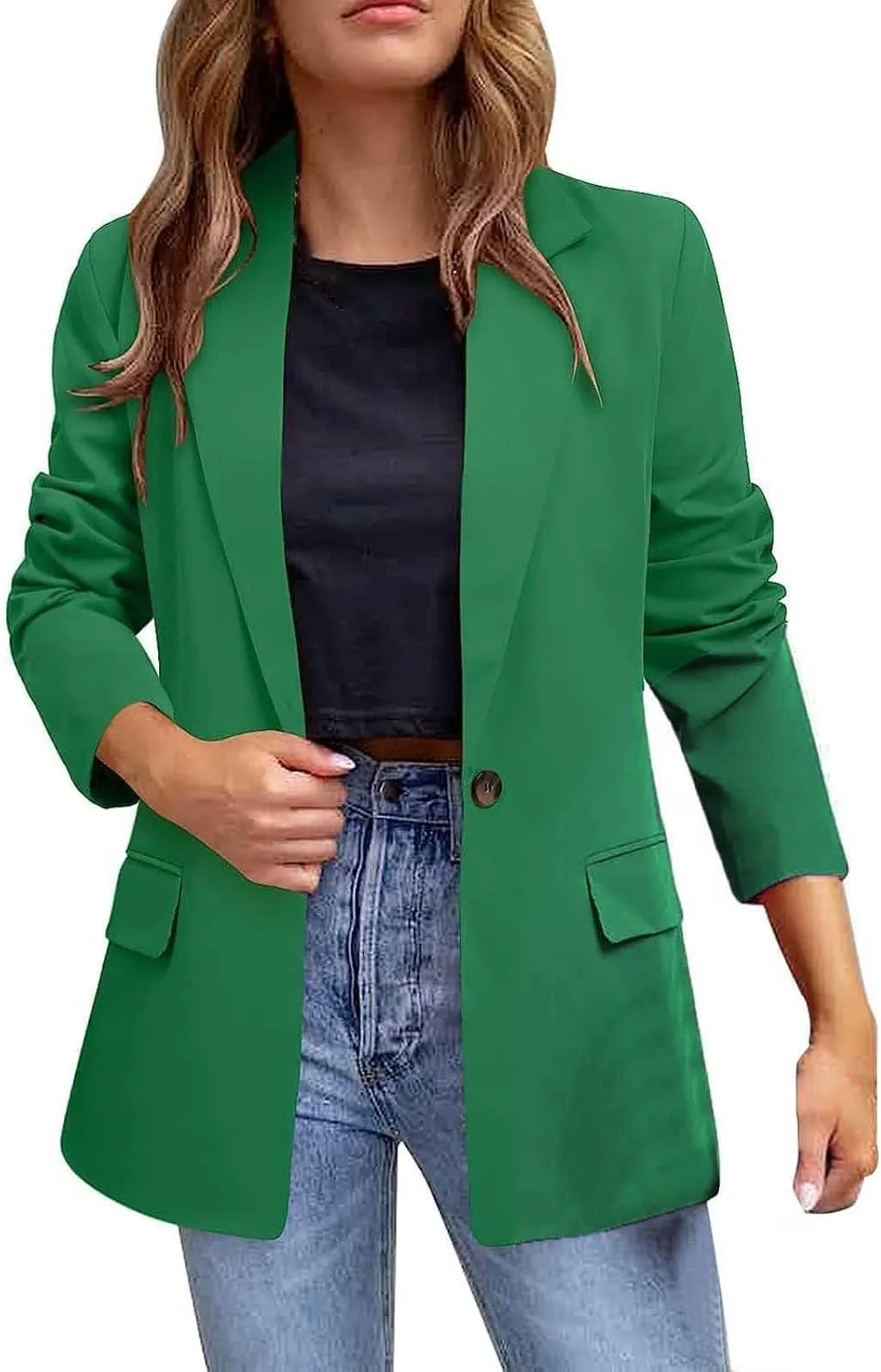 Blazers for Women Business Casual Button Work Office Jackets Blazer Open Front Long Sleeve Lapel Jacket Outfit