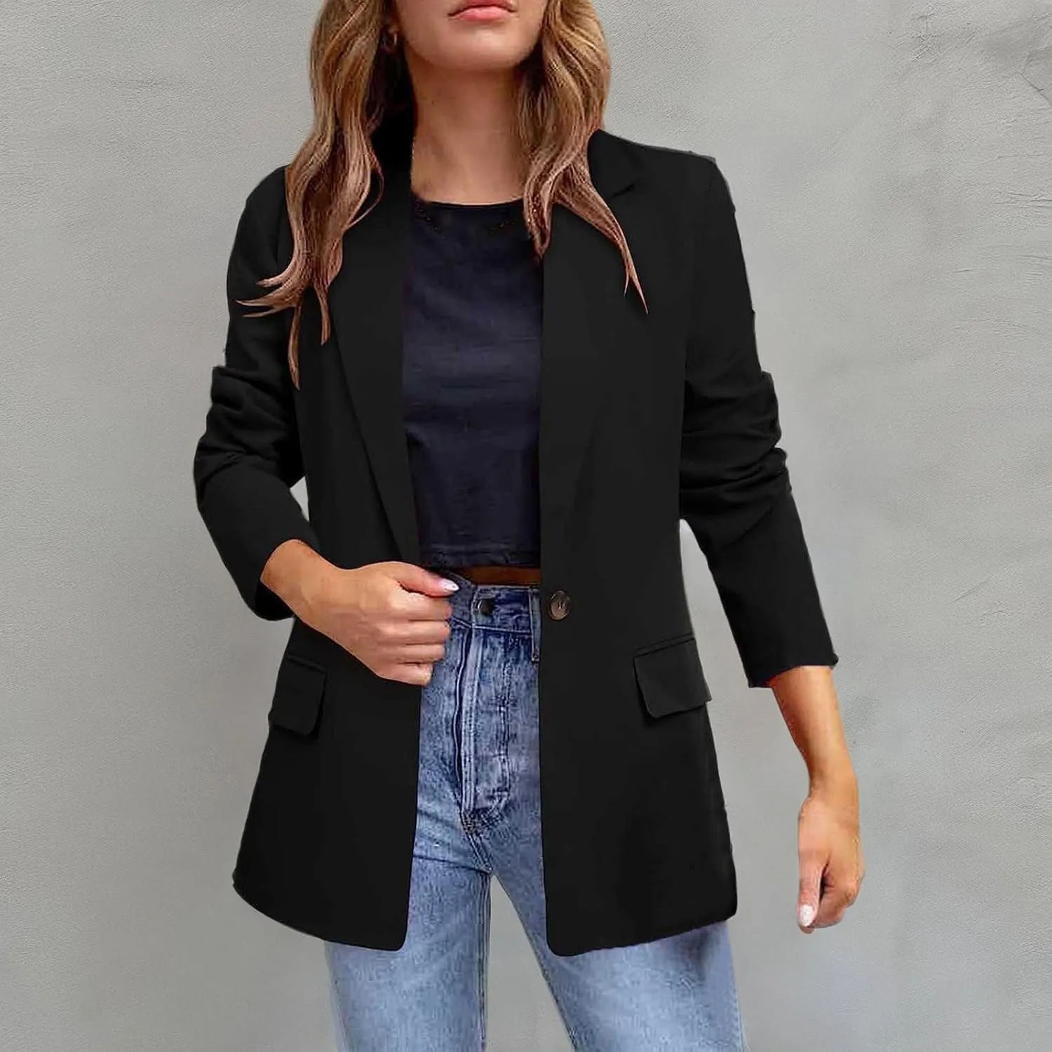 Blazers for Women Business Casual Button Work Office Jackets Blazer Open Front Long Sleeve Lapel Jacket Outfit