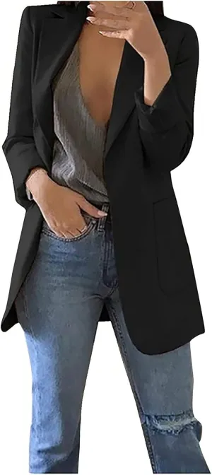 Blazers for Women Business Casual Button Work Office Jackets Blazer Open Front Long Sleeve Lapel Jacket Outfit