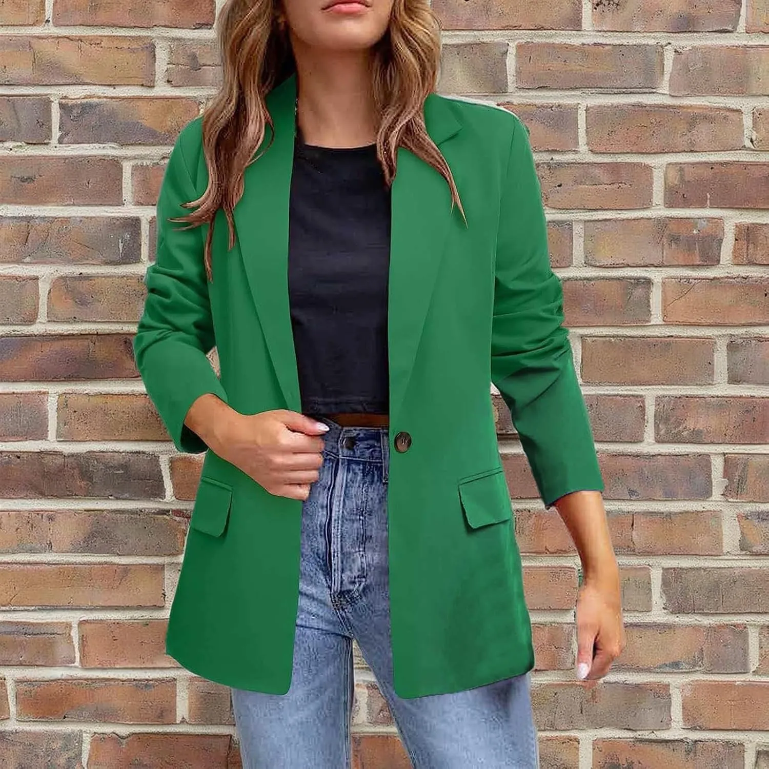 Blazers for Women Business Casual Button Work Office Jackets Blazer Open Front Long Sleeve Lapel Jacket Outfit