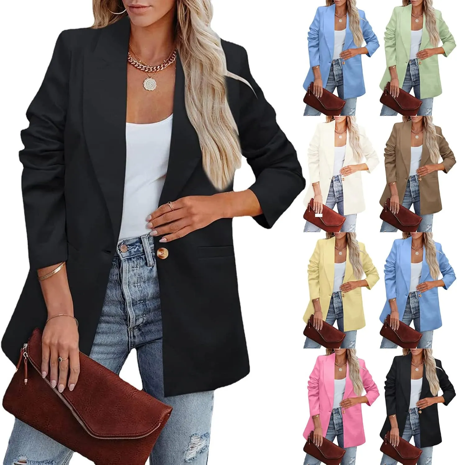 Blazers for Women Long Sleeve Blazer Jackets Business Casual Blazer Open Front Jacket Fashion Slim Casual Outfits