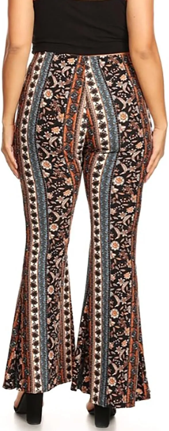 Boho Flare Leggings Yoga Pants for Women Patterned High Waisted Stretch Palazzo Pants Wide Leg Bell Bottom Leggings