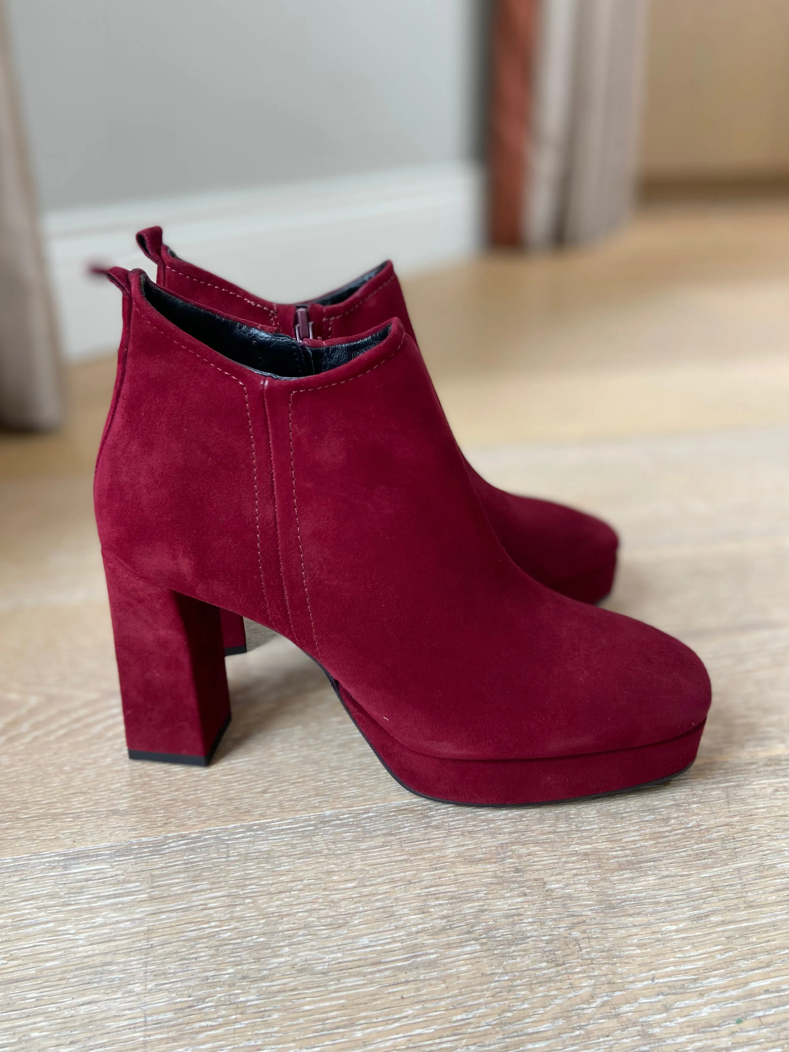 Bordeaux Heeled Ankle Boot