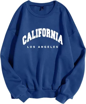 Boston Sweatshirts Women Crew Neck Letter Graphic Hoodie Relaxed Fit Long Sleeve Pullover Tops