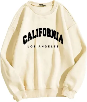 Boston Sweatshirts Women Crew Neck Letter Graphic Hoodie Relaxed Fit Long Sleeve Pullover Tops