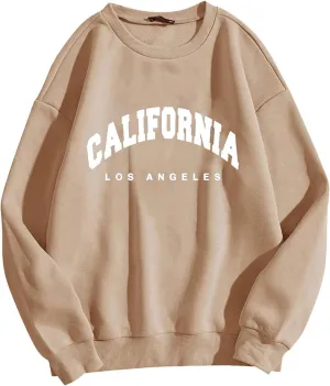 Boston Sweatshirts Women Crew Neck Letter Graphic Hoodie Relaxed Fit Long Sleeve Pullover Tops