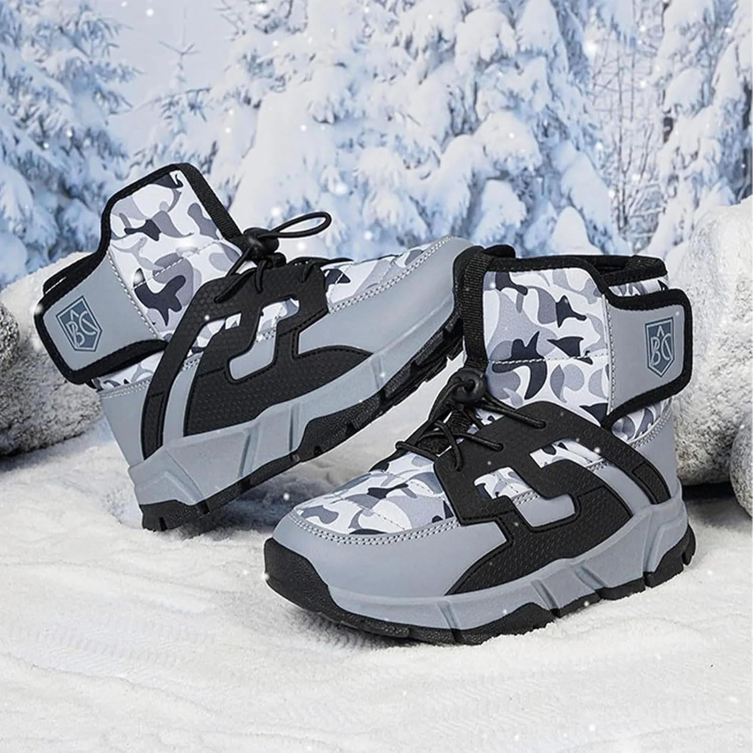 Boys Girls Snow Boots Waterroof Non Slip Outdoor Winter Shoes for Toddler Kids Thick Sole Furry Warm Cozy Shoes
