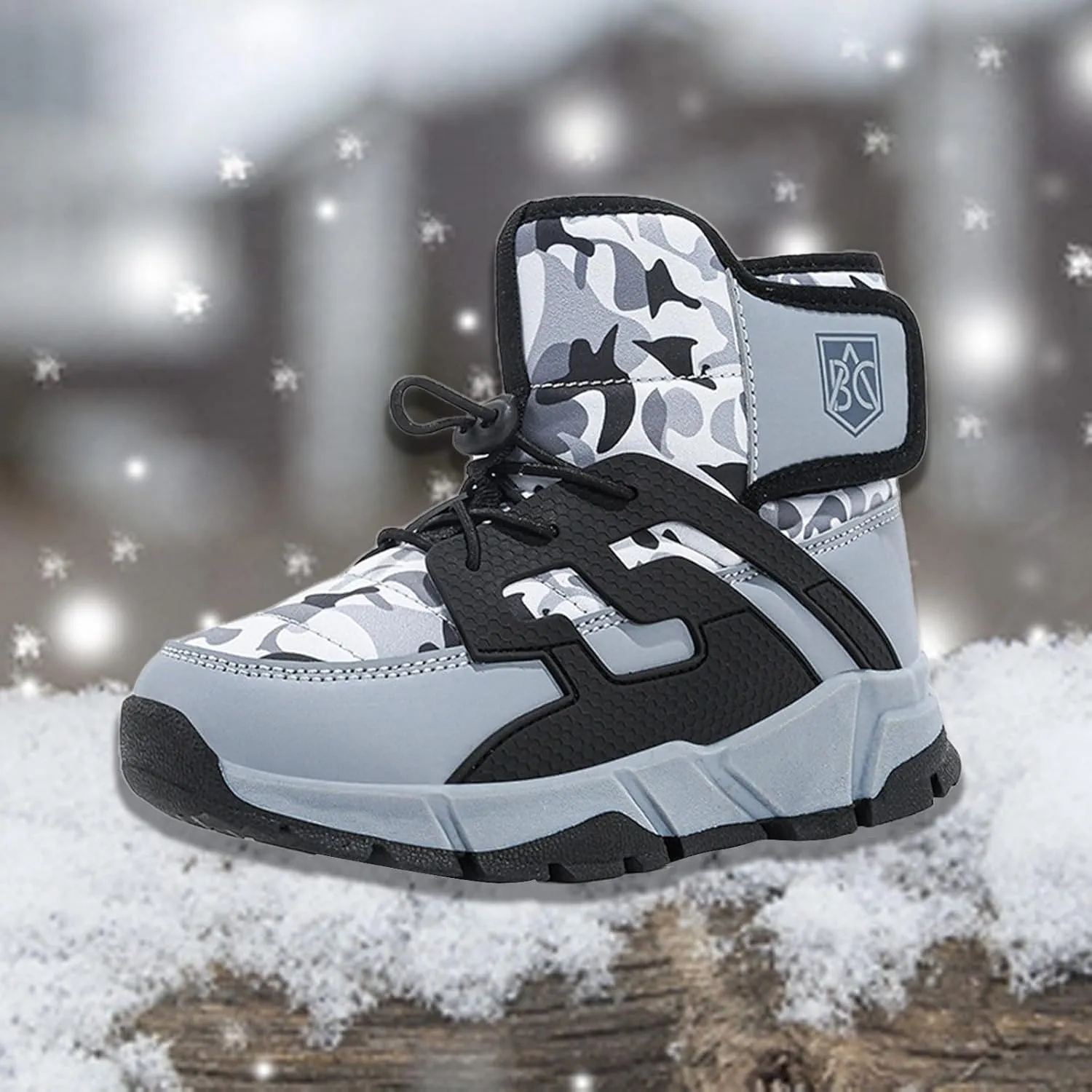 Boys Girls Snow Boots Waterroof Non Slip Outdoor Winter Shoes for Toddler Kids Thick Sole Furry Warm Cozy Shoes