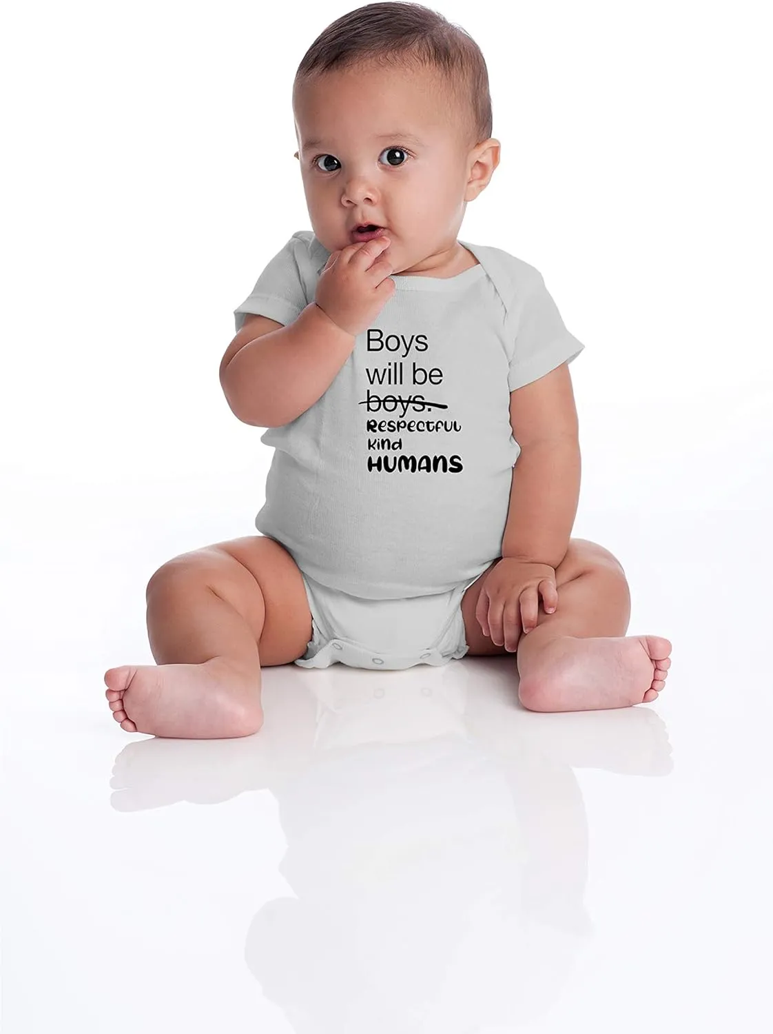 Boys Will Be Boys, Respectful Kind Humans - Funny Baby Essentials Bodysuit - Baby Boy Clothes