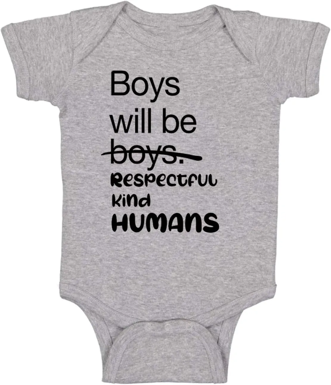 Boys Will Be Boys, Respectful Kind Humans - Funny Baby Essentials Bodysuit - Baby Boy Clothes
