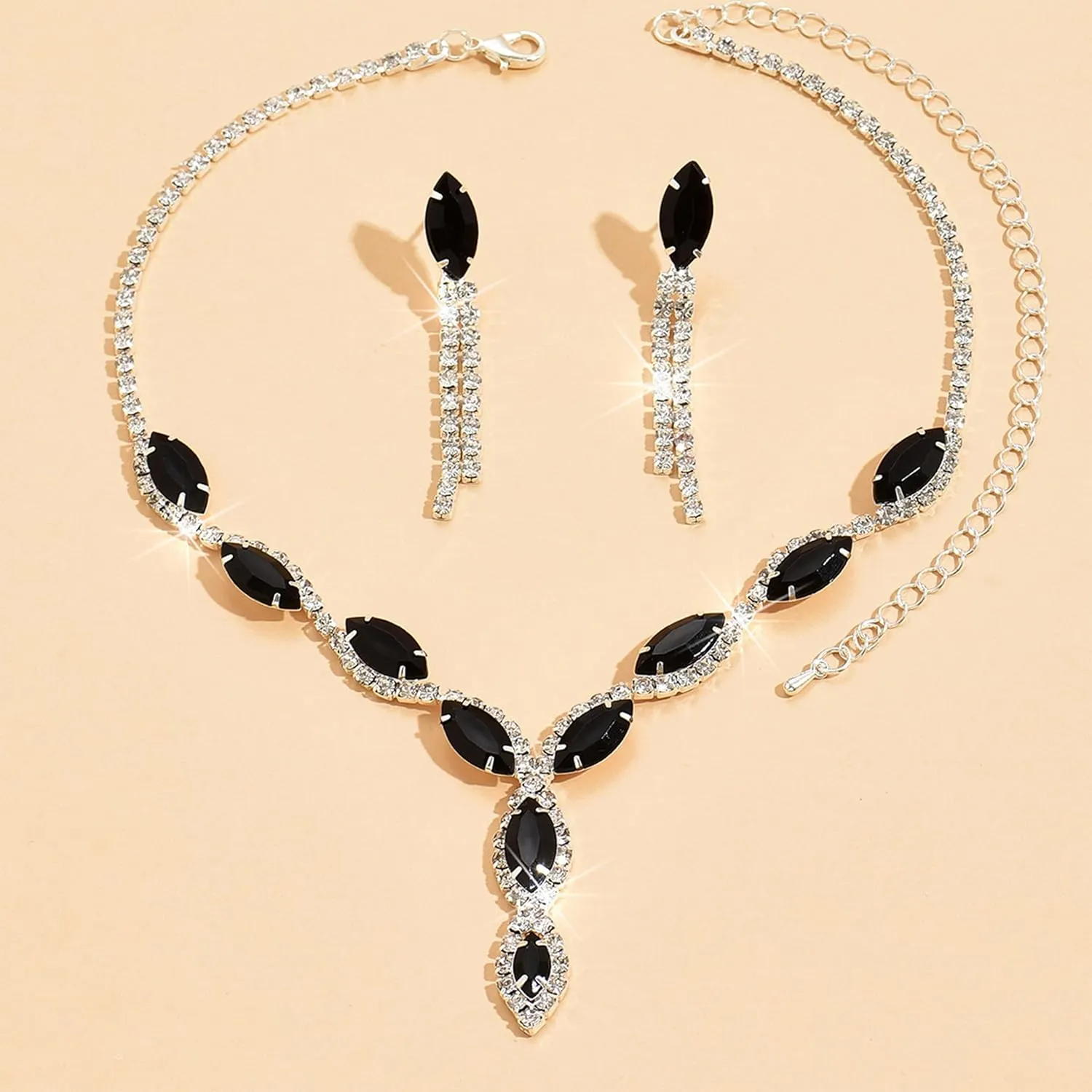 Bridal Wedding Jewelry Sets for Brides Bridesmaid Formal Rhinestone Necklace and Earrings Set Costume Jewelry for Women Prom Jewelry Set Accessories for Wedding Day