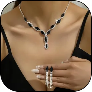 Bridal Wedding Jewelry Sets for Brides Bridesmaid Formal Rhinestone Necklace and Earrings Set Costume Jewelry for Women Prom Jewelry Set Accessories for Wedding Day