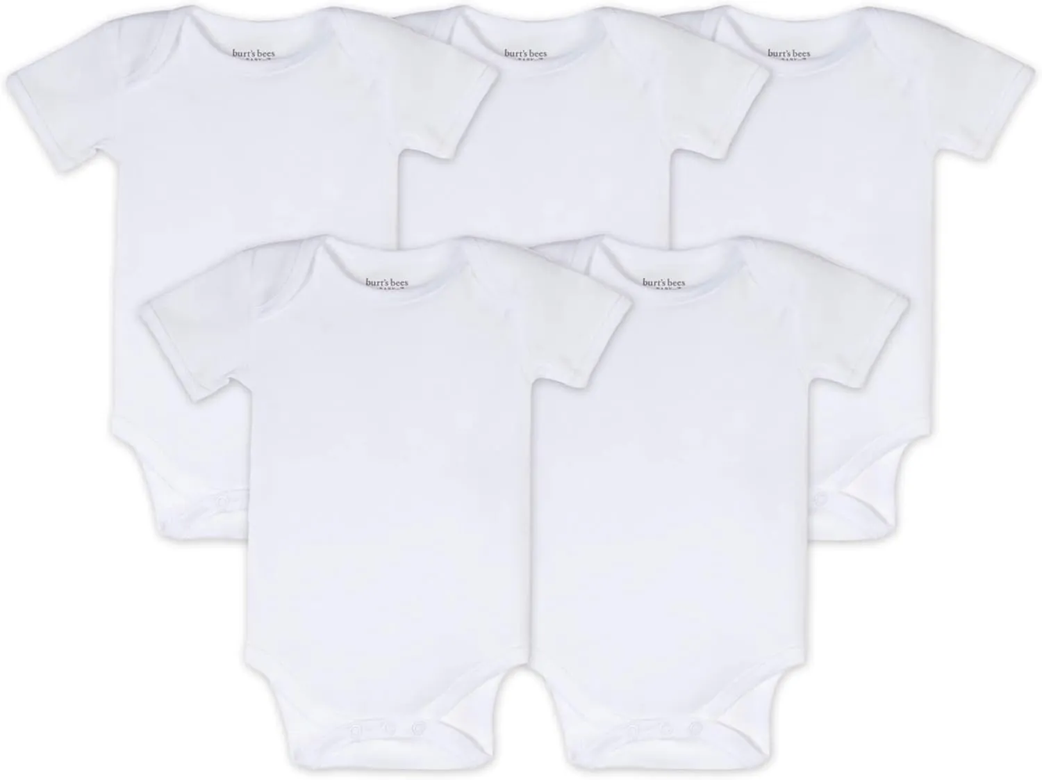 Burt's Bees Baby Infant Bodysuits, Organic Cotton Short and Long Sleeve, Size Preemie, Newborn to 12 Months - Pack of 5