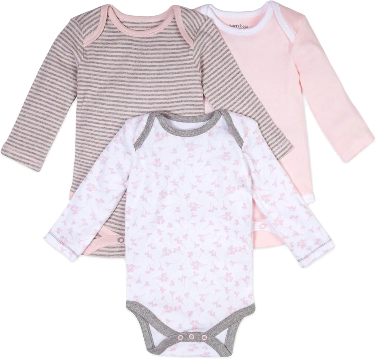 Burt's Bees Baby Unisex Baby 3-Pack Long Sleeve Bodysuits, 100% Organic Cotton