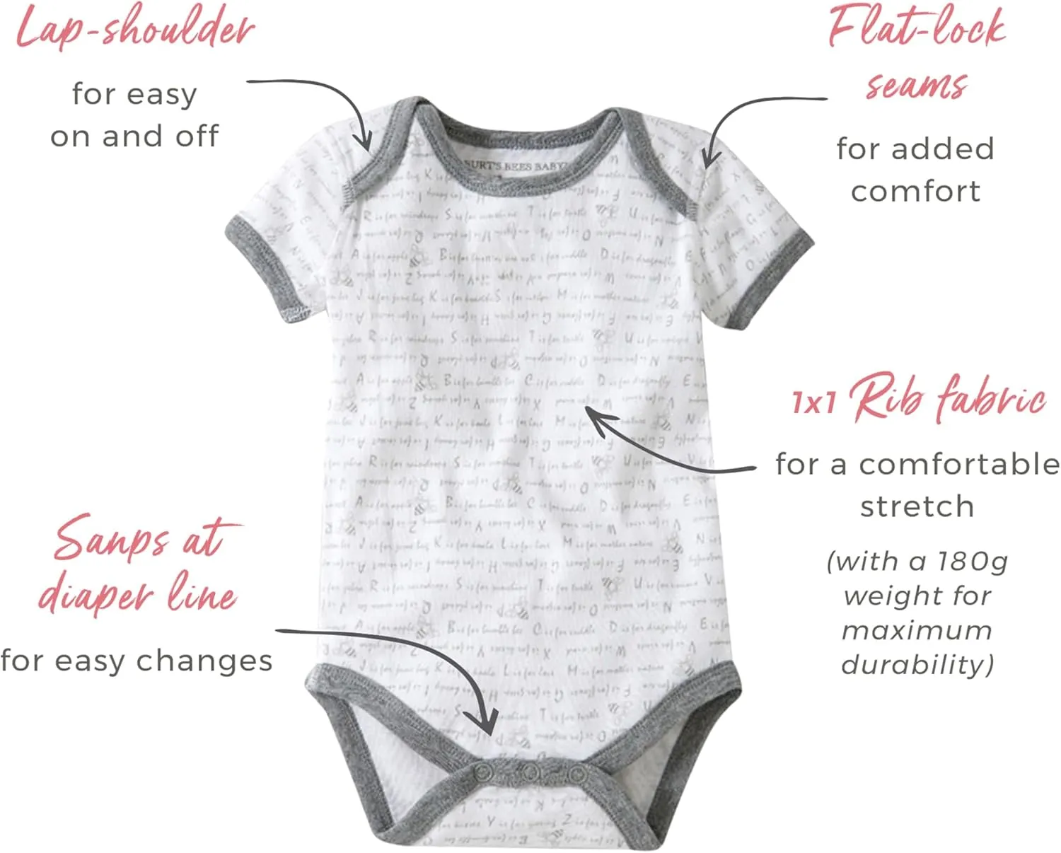 Burt's Bees Baby Unisex Baby 3-Pack Long Sleeve Bodysuits, 100% Organic Cotton