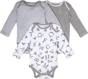 Burt's Bees Baby Unisex Baby 3-Pack Long Sleeve Bodysuits, 100% Organic Cotton