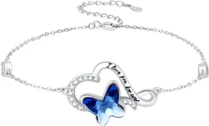 Butterfly 925 Sterling Silver Jewelry for Women Cute Crystal Butterfly Jewelry Gifts for Women