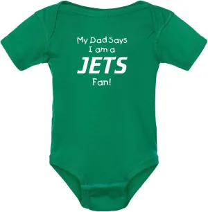 Campus Originals My Dad Says I am a Jets Fan Baby Bodysuit - Kelly Green