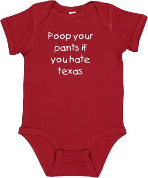 Campus Originals Oklahoma Fan Poop Your Pants if You Hate Texas Funny Baby Bodysuit Shower Gift
