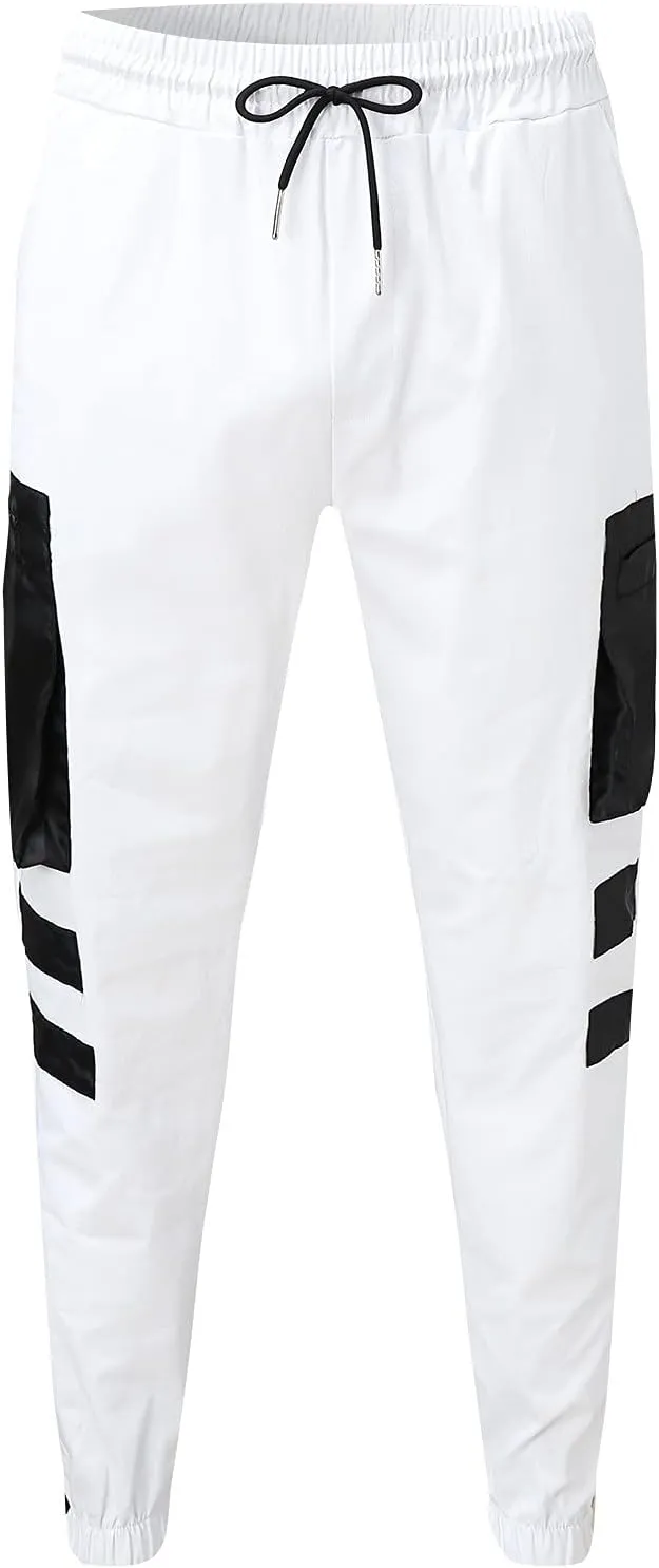Cargo Pants for Men,Hiking Outdoor Joggers Pants Cotton Drawstring Cargo Pants Twill Track Jogging Sweatpants