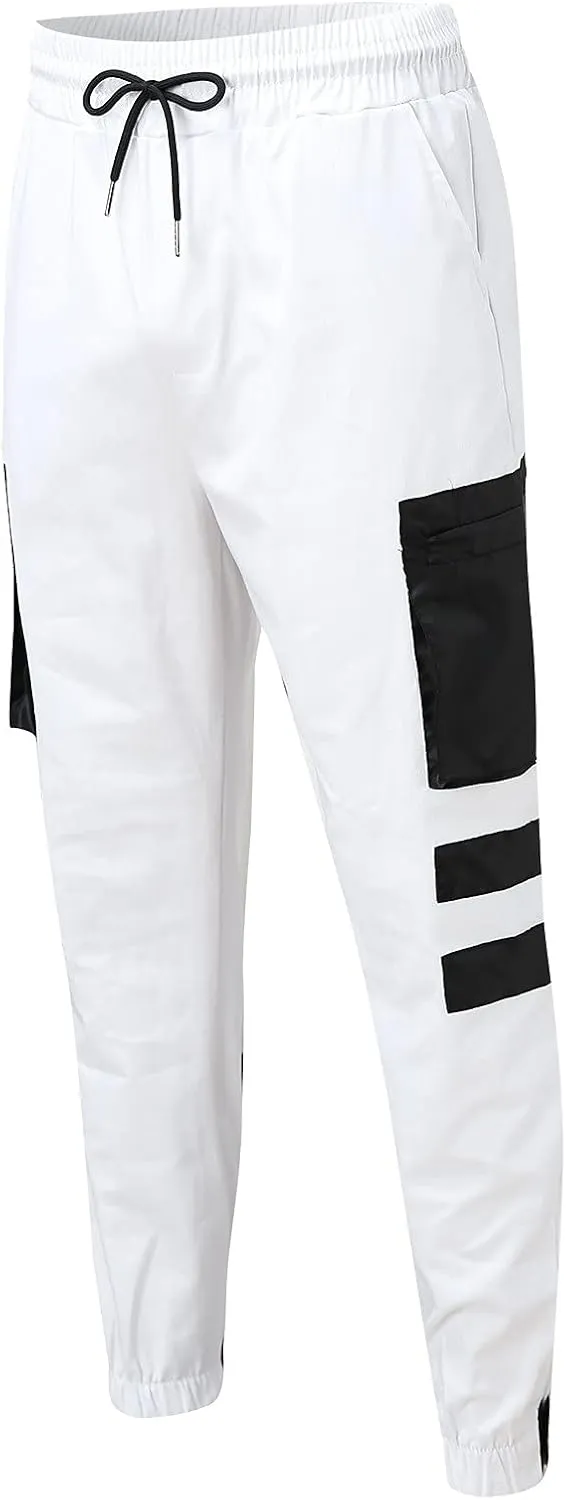 Cargo Pants for Men,Hiking Outdoor Joggers Pants Cotton Drawstring Cargo Pants Twill Track Jogging Sweatpants
