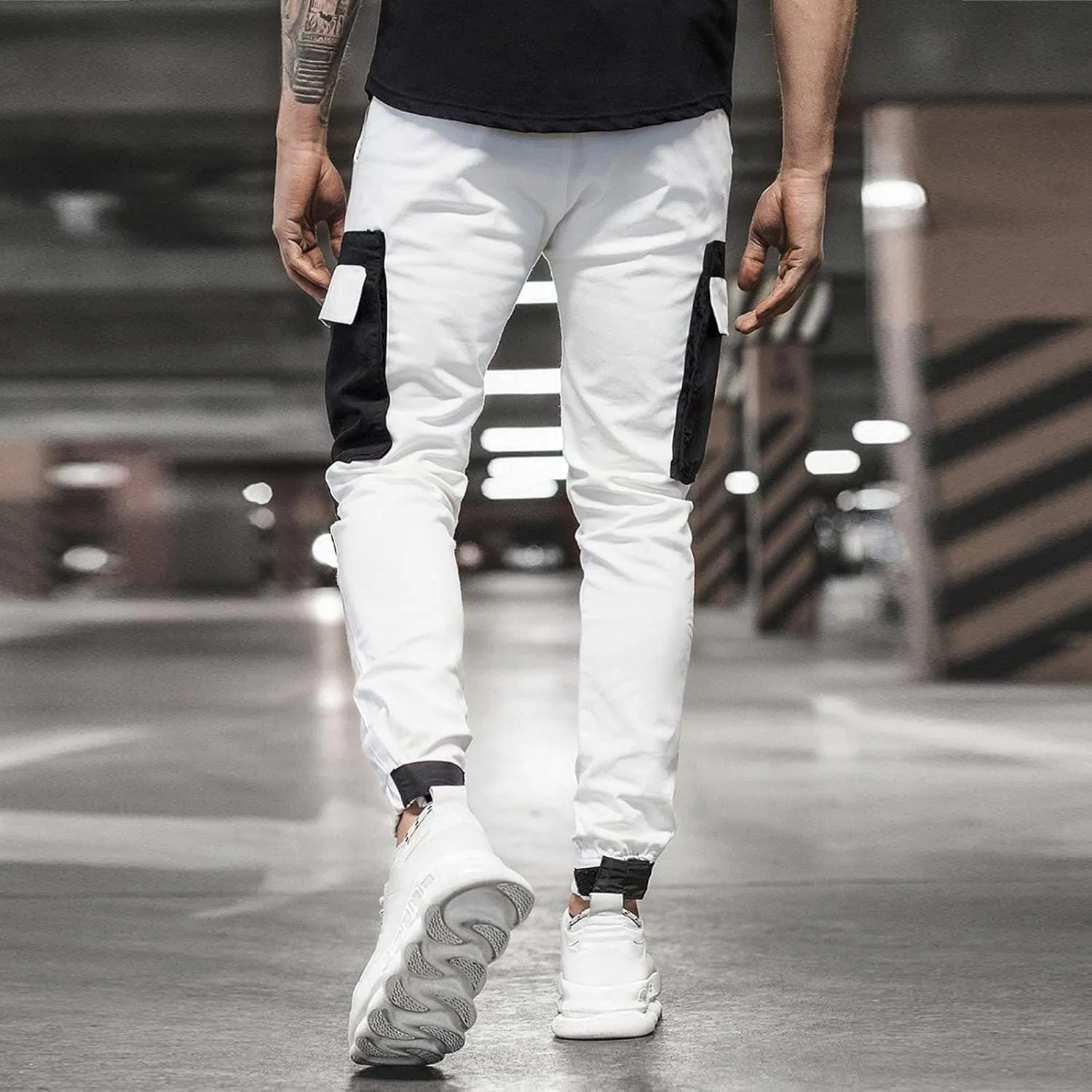 Cargo Pants for Men,Hiking Outdoor Joggers Pants Cotton Drawstring Cargo Pants Twill Track Jogging Sweatpants