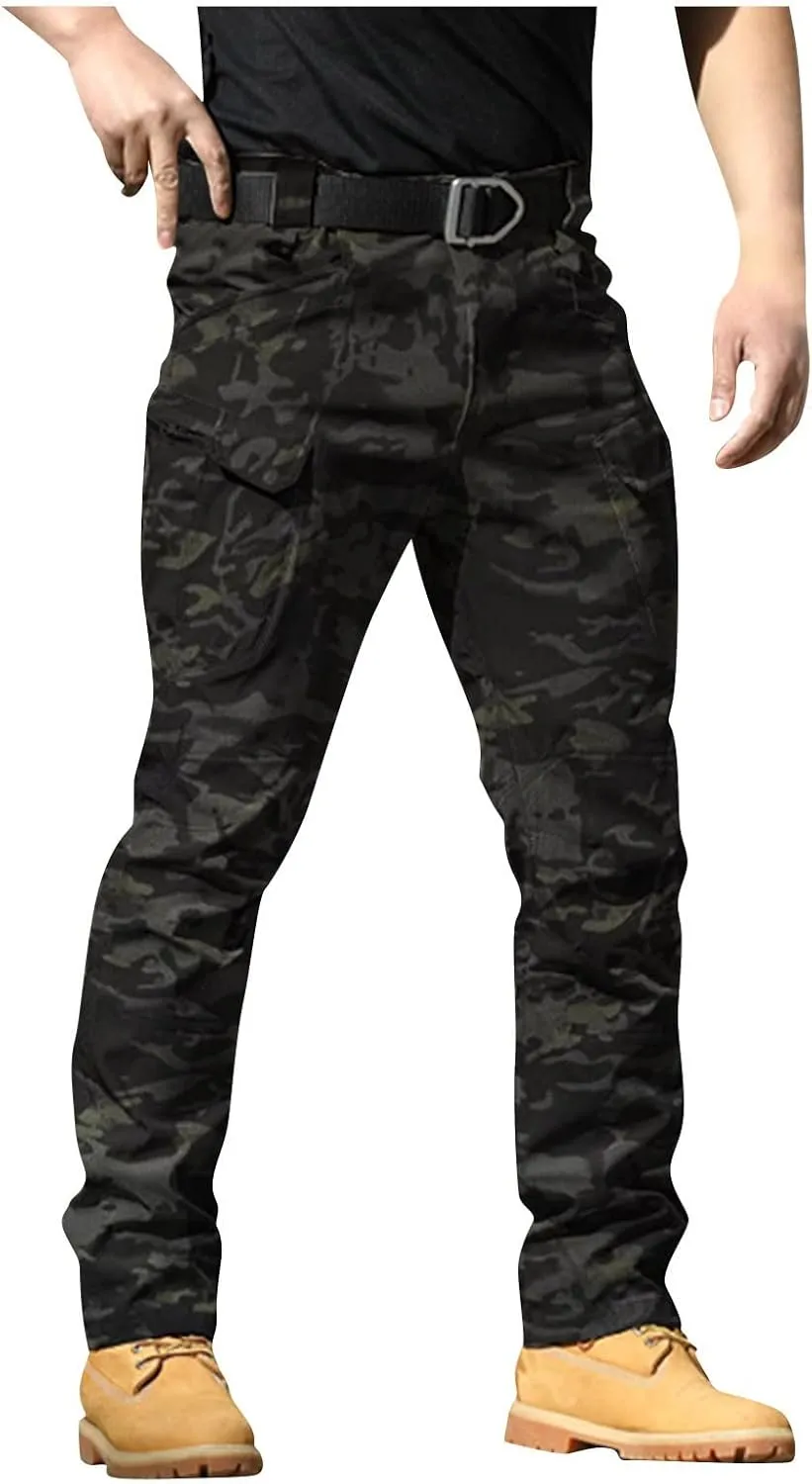 Cargo Pants Mens Slim Fit Multi Pockets Hiking Pants Ripstop Stretch Stylish Baggy Pants Y2K Tactical Trousers 2025