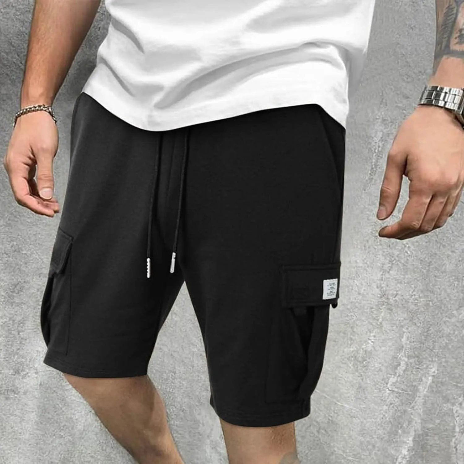 Cargo Shorts for Men Lightweight Multi Pockets Hiking Shorts Elastic Waist Workout Shorts Classic-Fit Athletic Shorts