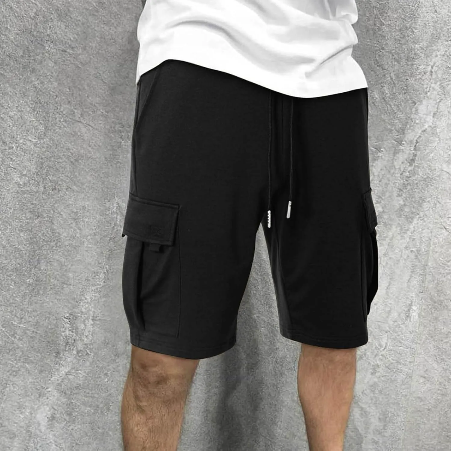 Cargo Shorts for Men Lightweight Multi Pockets Hiking Shorts Elastic Waist Workout Shorts Classic-Fit Athletic Shorts