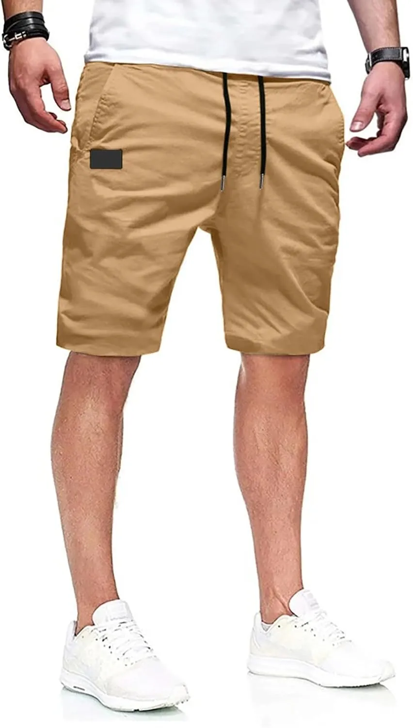 Cargo Shorts for Men, Mens Casual Shorts Cotton Drawstring Summer Beach Stretch Twill Chino Athletic Golf Gym Shorts