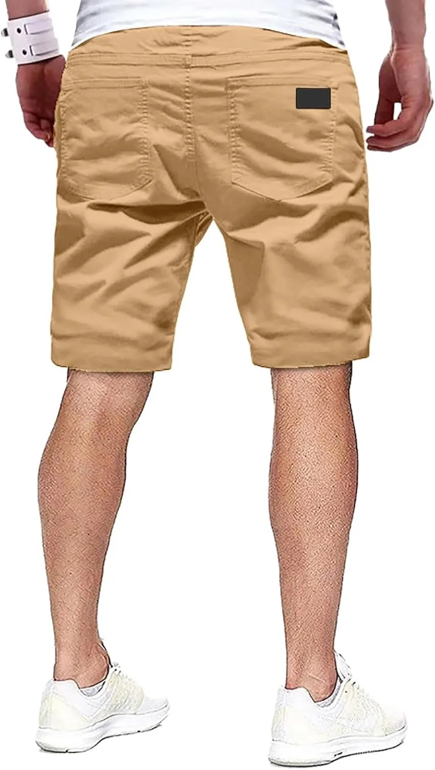 Cargo Shorts for Men, Mens Casual Shorts Cotton Drawstring Summer Beach Stretch Twill Chino Athletic Golf Gym Shorts