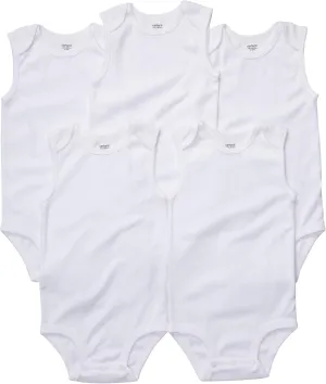 Carter's 5-pack Baby Unisex White Sleeveless Bodysuits