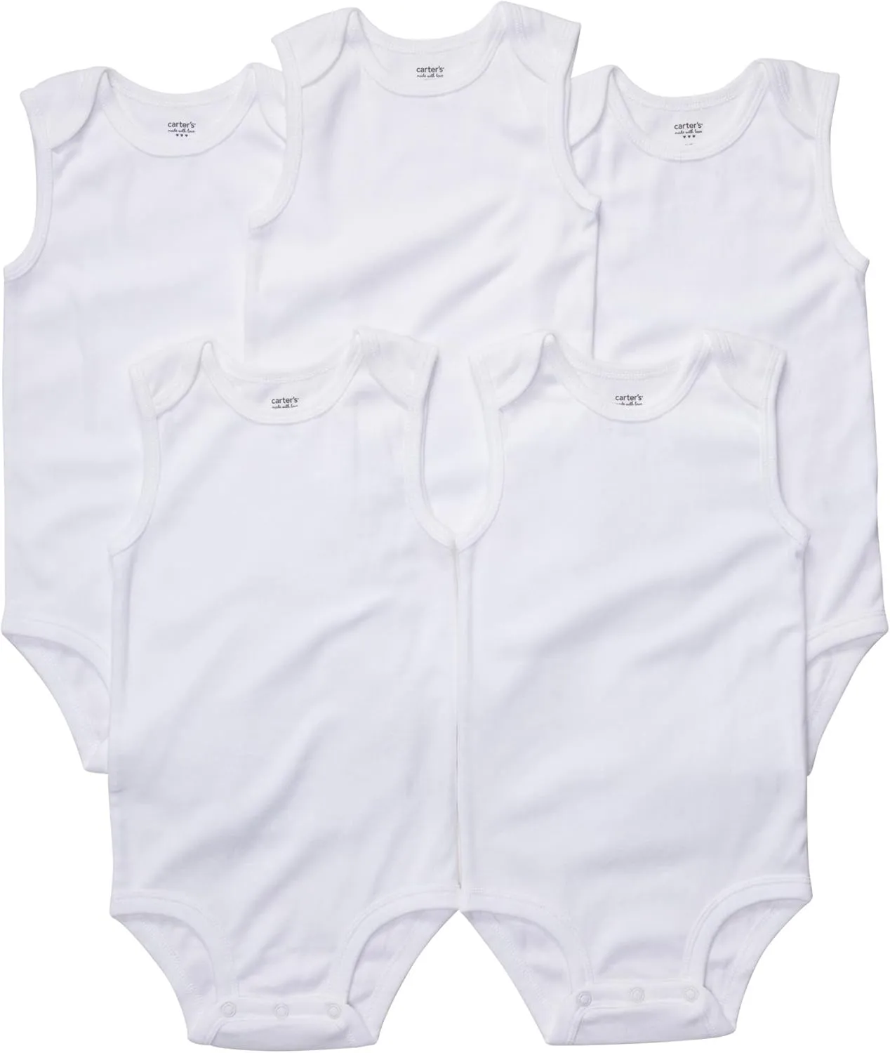 Carter's 5-pack Baby Unisex White Sleeveless Bodysuits