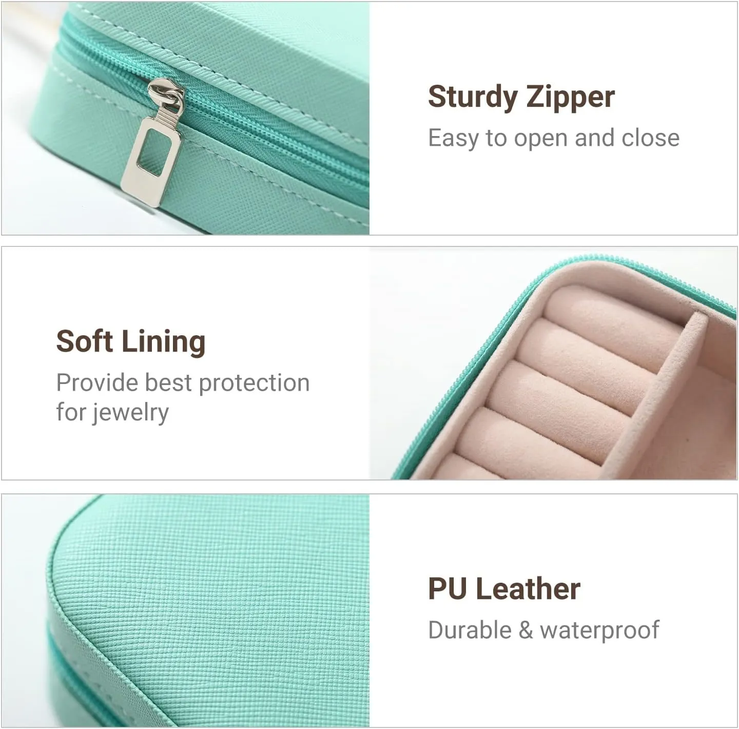 CASEGRACE Travel Jewelry Case, Small Jewelry Box Portable Jewelry Travel Organizer Display Storage Case for Rings Earring Necklace Bracelet, Gift for Women Girls, Blue