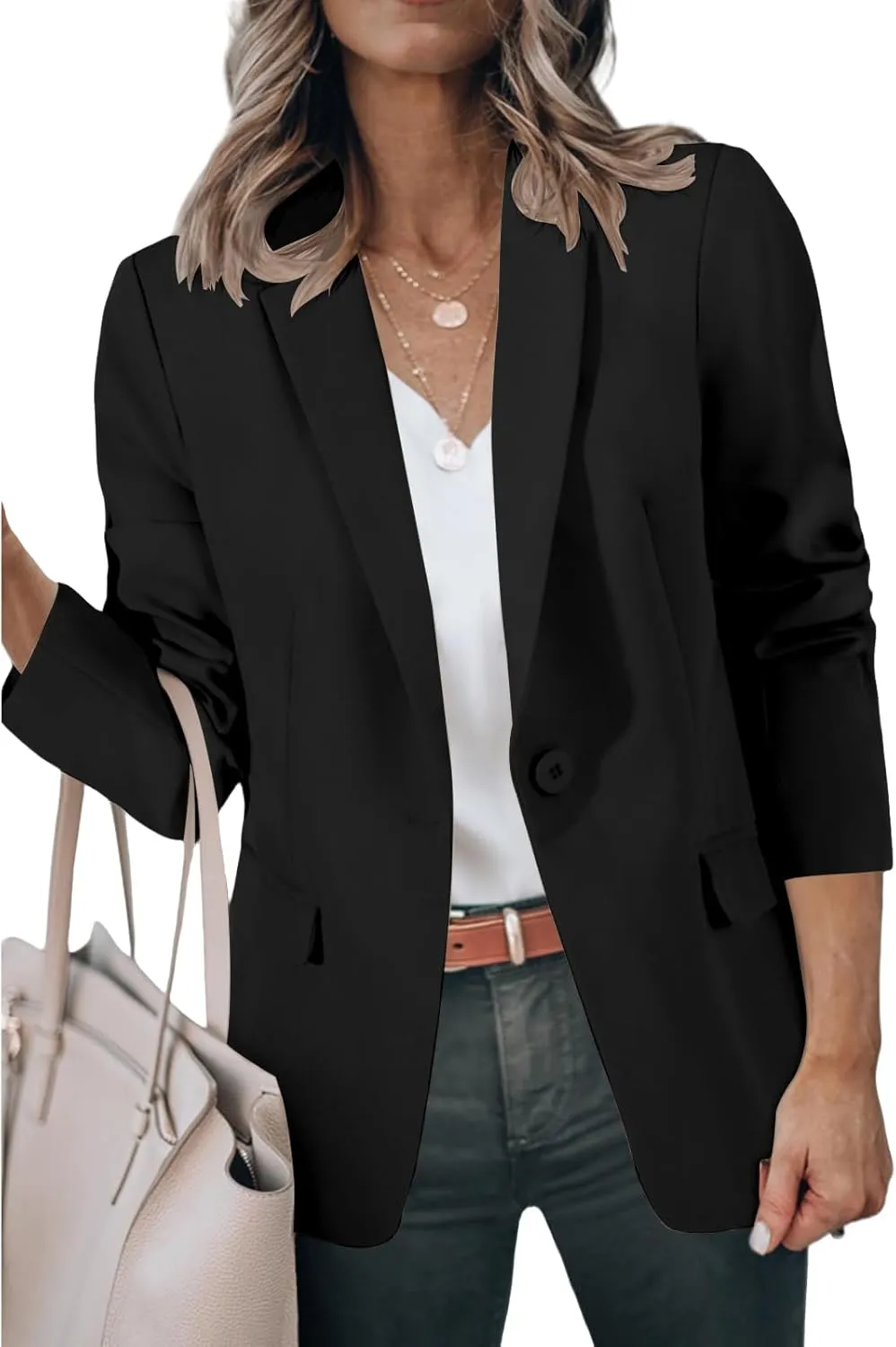 Casual Blazers for Women Business Work Office Suit Jackets Loose Fit Open Front Long Sleeve Cardigan Summer Spring Coat