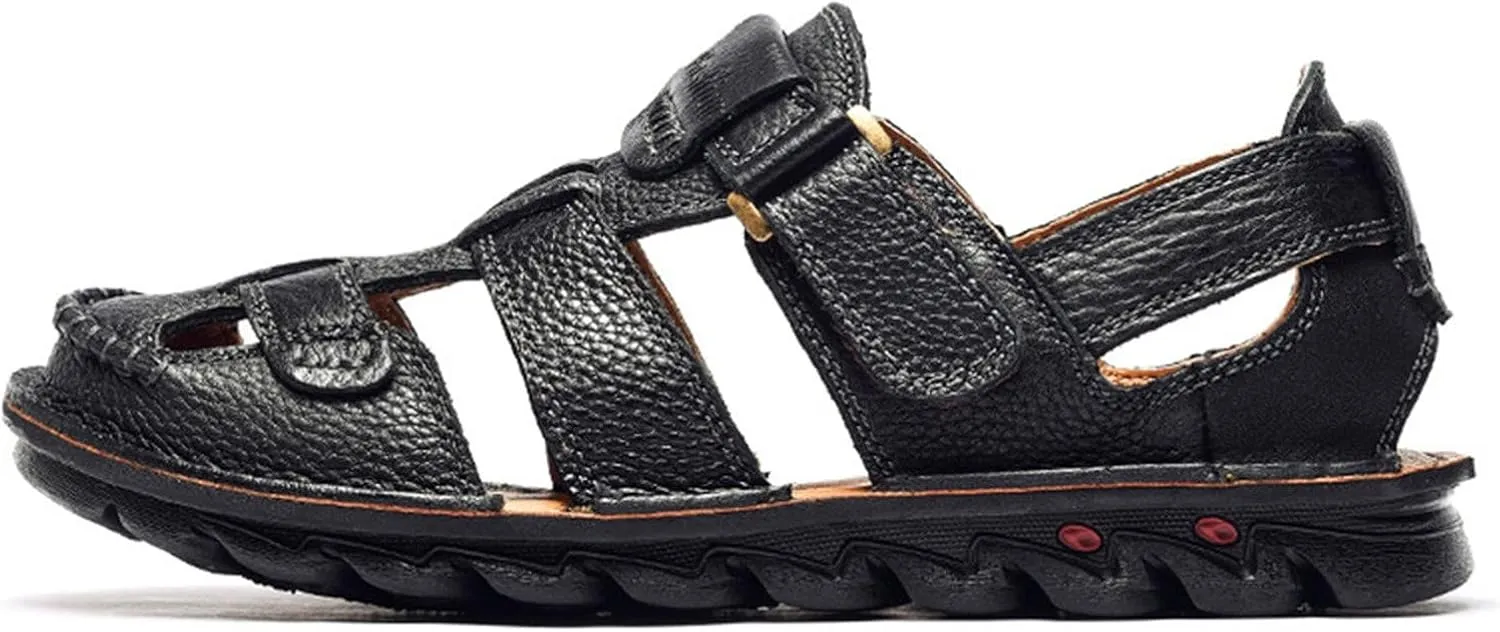 Closed Toe Sandals for Men Fashion Solid Color Soft Sandal Comfortable Hiking Beach Walking Summer Shoes